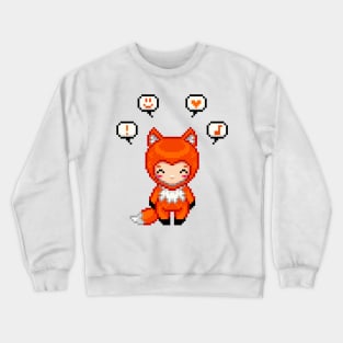 What Does The Fox Say? Fox Girl Pixel Art Crewneck Sweatshirt